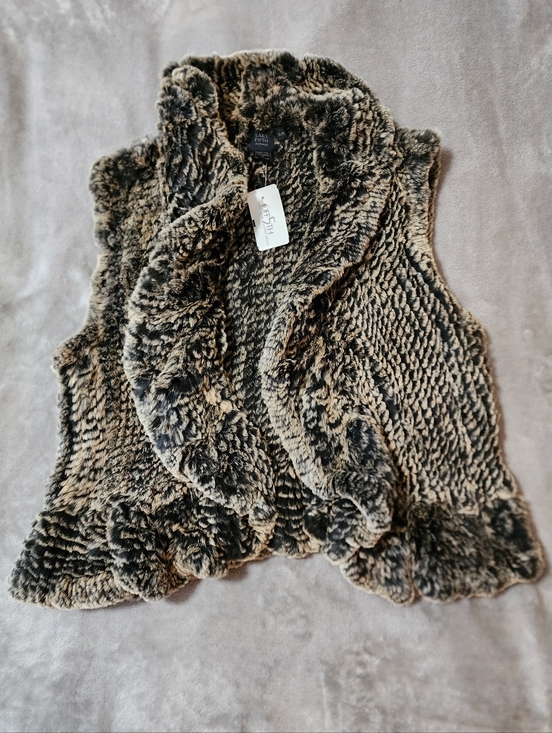 Saks Fifth Avenue Jackets & Blazers - Saks Fifth Avenue Fur Vest NWT | Animal Print Brown Black S/M